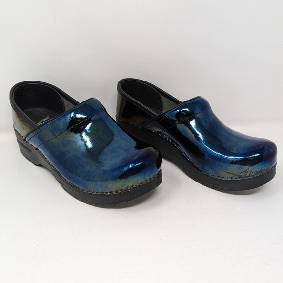 dansko petrol patent clogs